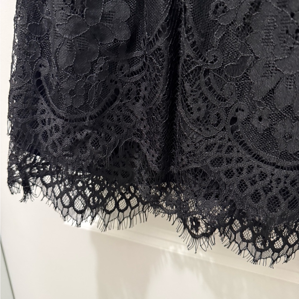 White House Black Market Tailored Lined Black Lace Sleeveless Top with Back Zip - Picture 2 of 6